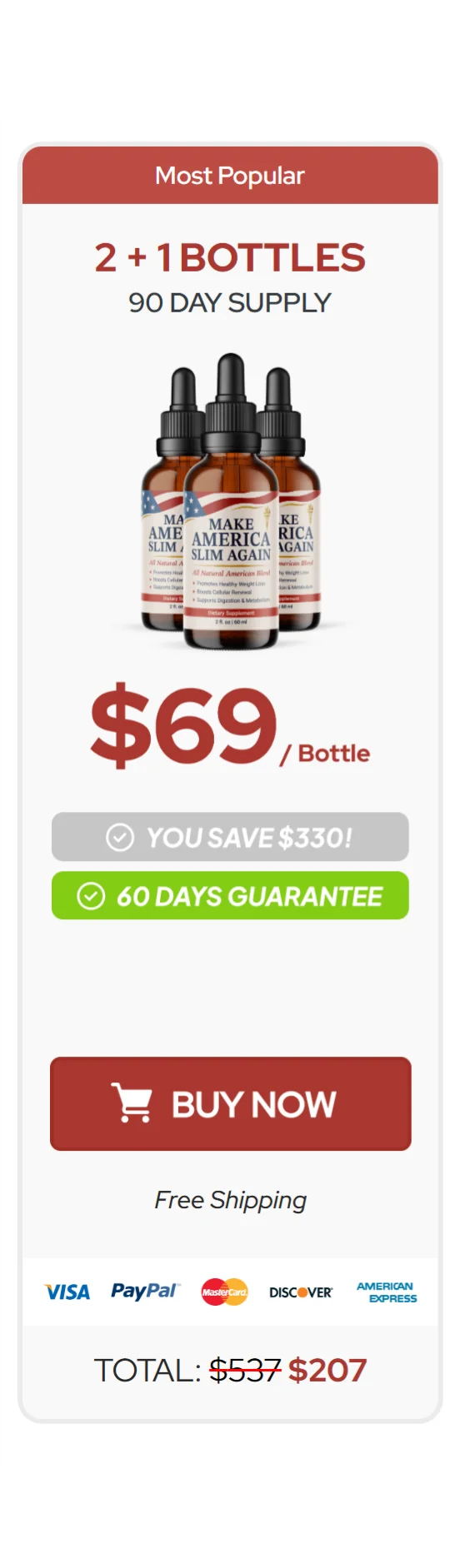 Make America Slim Again™ 3 bottles pricing